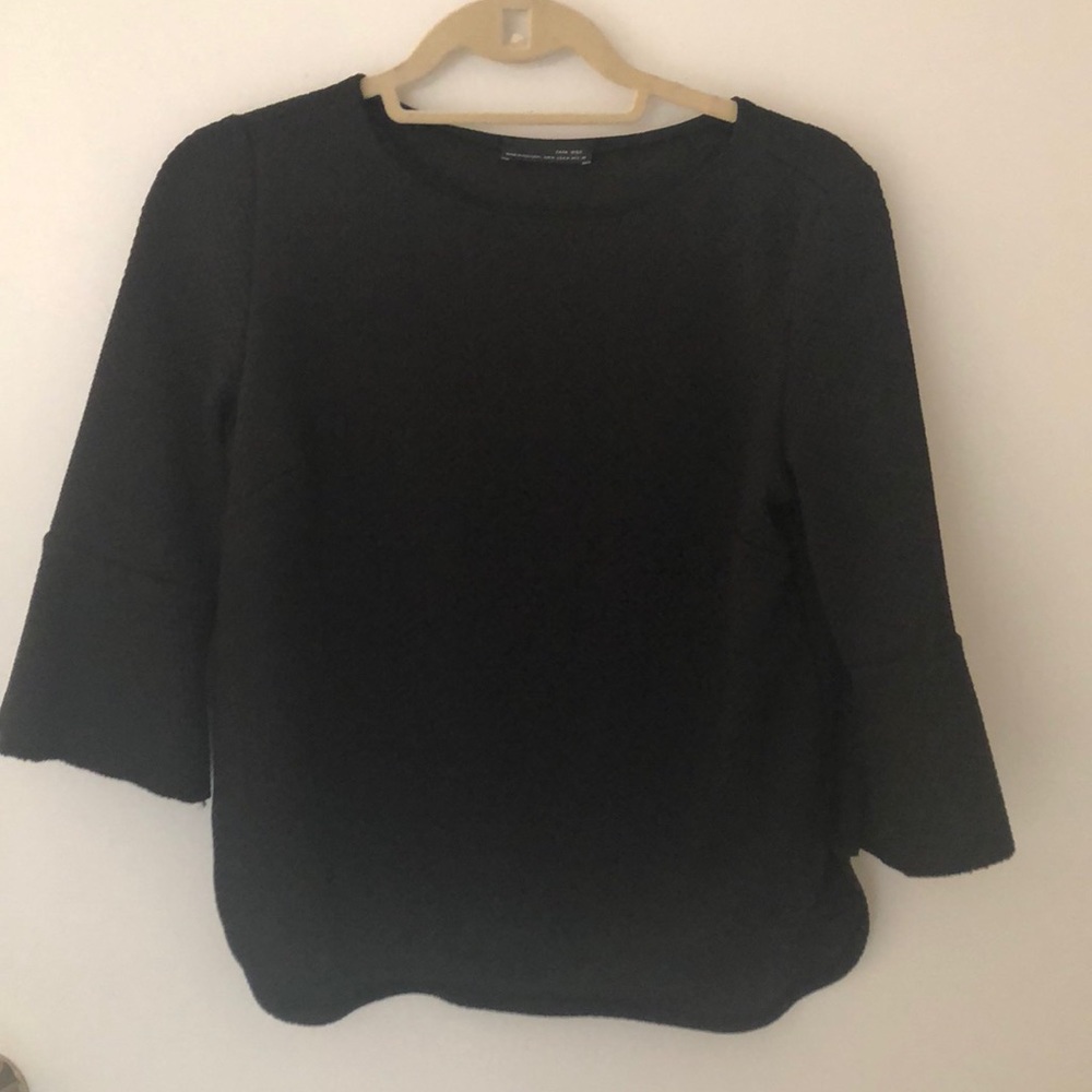 Black Zara top with bell sleeve detail